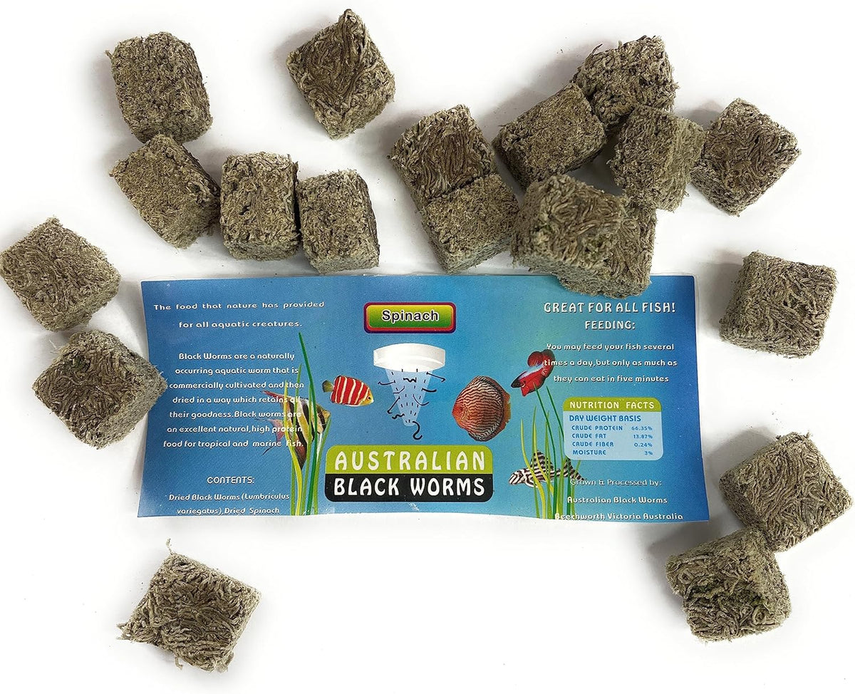 Australian Freeze Dried Blackworm Cubes With Baby Spinach 🥬